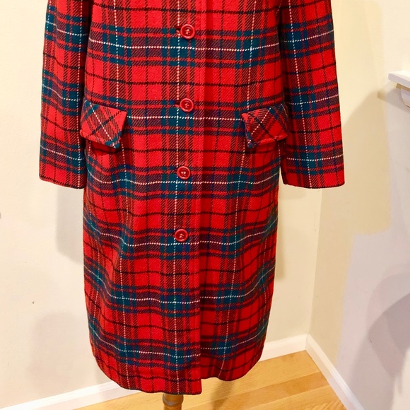 Pendleton Wool Red Plaid Coat Vtg. 50's - Small Perfect for Fall & the Holidays - Picture 5 of 15